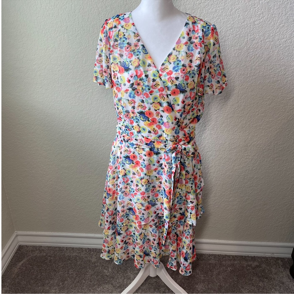 🆕 Tahari by Arthur S. Levine Women's Floral Chiffon Dress - Picture 4 of 12